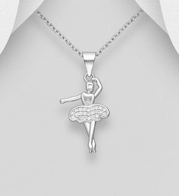 Silverhalsband Ballerina med kjol av glittrande cubic zirkonia
