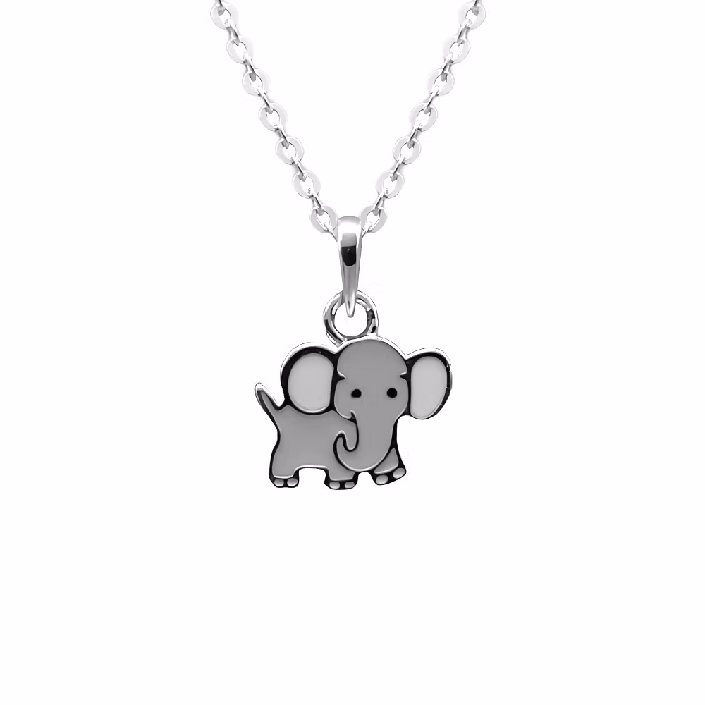 Barnhalsband Elefant grå - fint halsband till barn i äkta silver