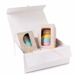 Rosa & Bo Presentask stapelleksak & docka Rainbow