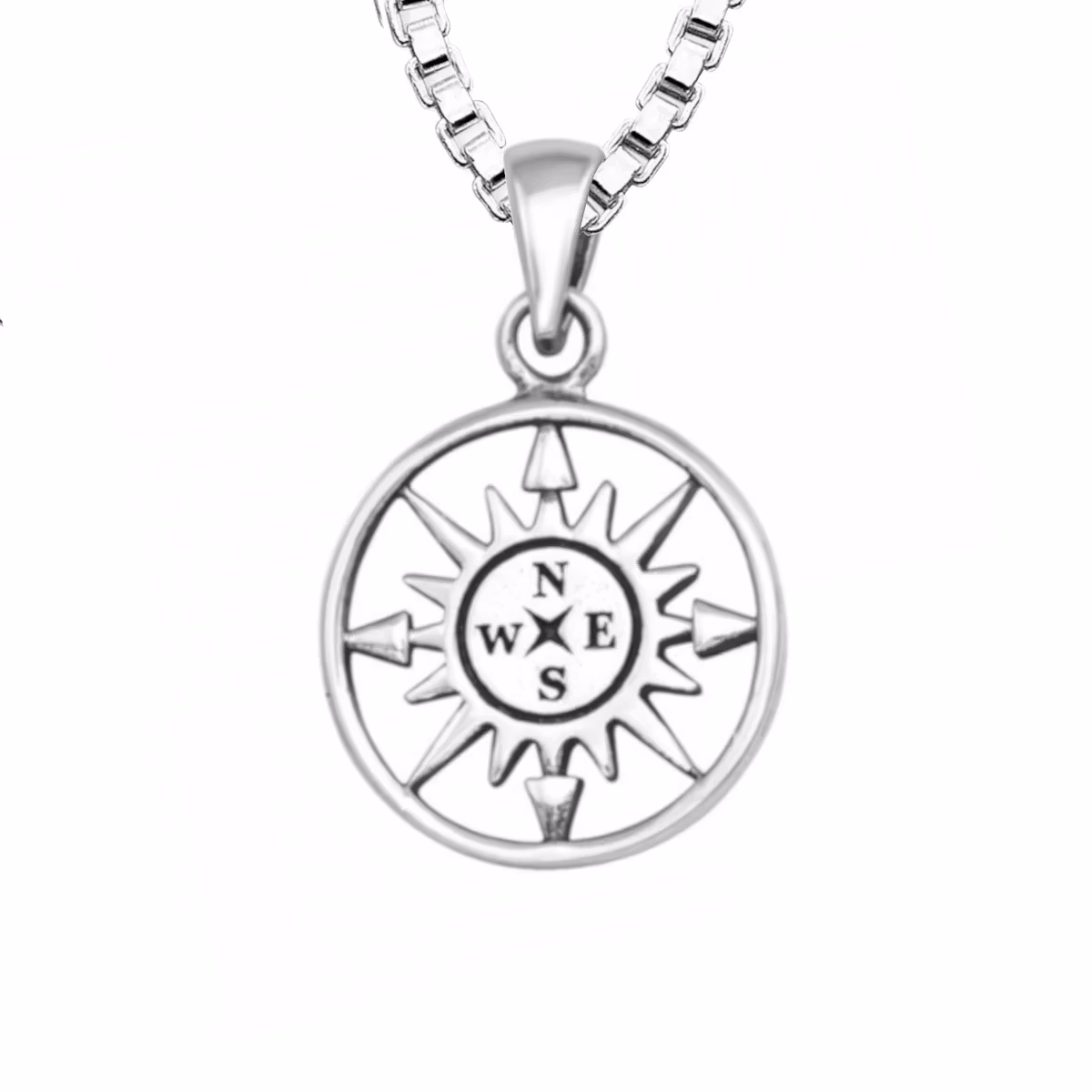 Doppresent till pojke med Kompass - halsband i äkta silver