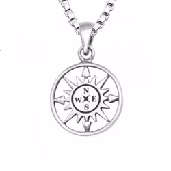 Halsband till pojke med Kompass - barnhalsband i 925 silver