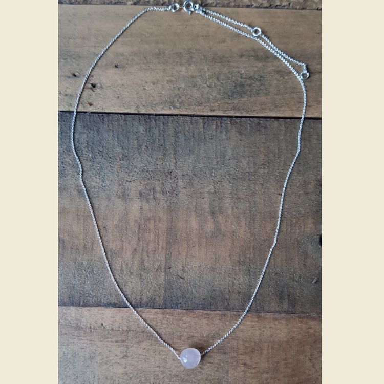 Silverhalsband Tiny pebbles rosenkvarts