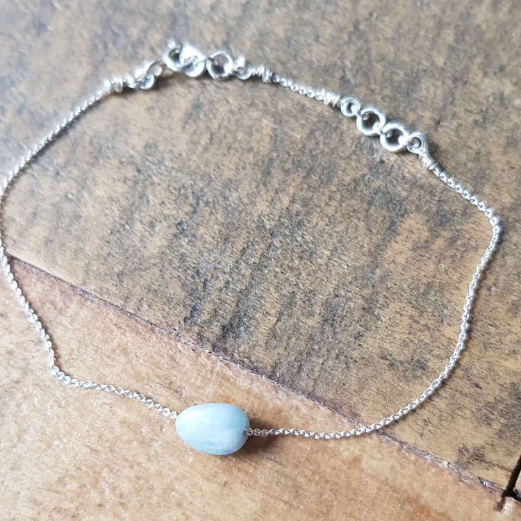 Silverarmband Tiny pebbles akvamarin