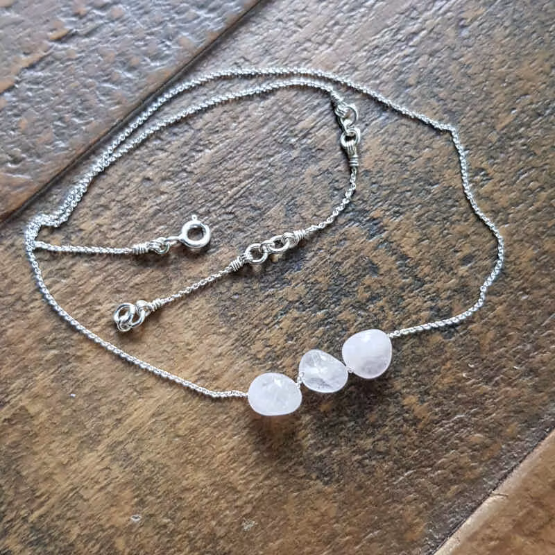 Silversmycke Tiny pebbles rosenkvarts