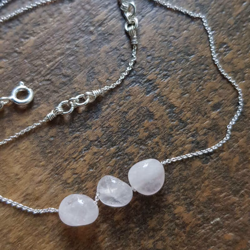 Silversmycke Tiny pebbles rosenkvarts