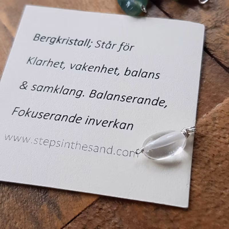 Kristallberlock bergkristall, en kristall för klarhet, vakenhet, balans..
