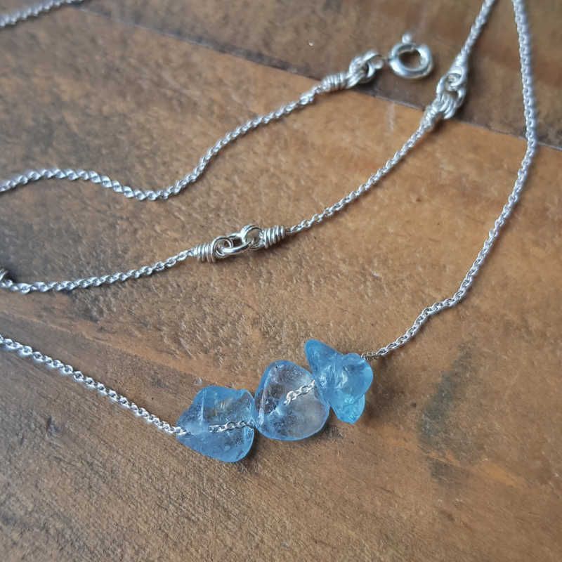 Silverhalsband månadssten mars; akvamarin