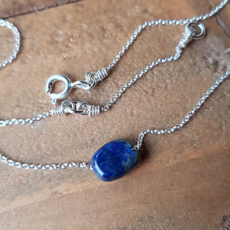 Silverhalsband Tiny pebbles Lapis Lazuli