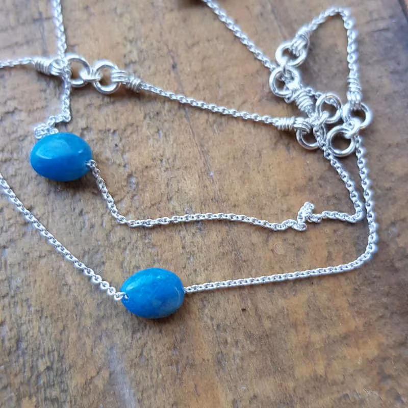 Silverarmband Tiny pebbles mörk apatit