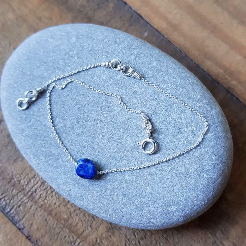 Silverarmband Tiny pebbles lapis lazuli