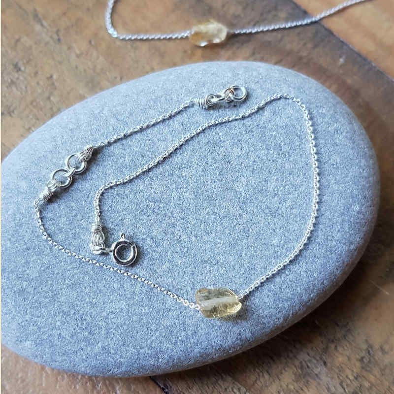 Silverarmband Tiny pebbles citrin