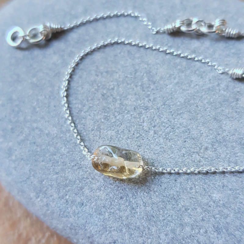 Silverarmband Tiny pebbles citrin