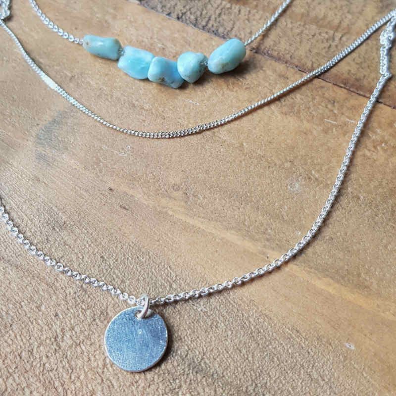Silverhalsband Seaside Lullaby short, detaljbild