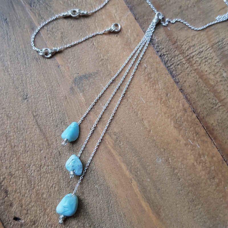 Kristallhalsband Waterfall larimar