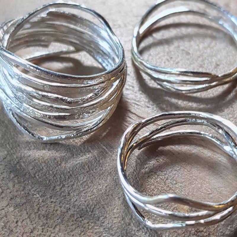 Silverringar Sjögräs, tre unika exemplar.