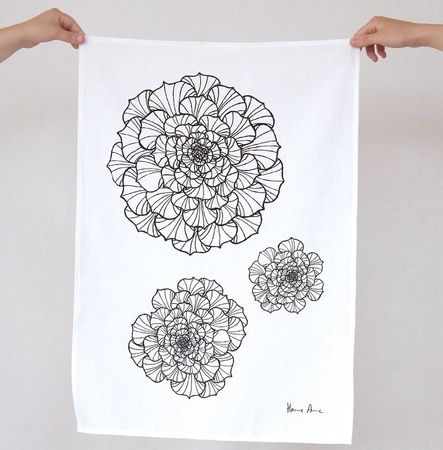 Kökshandduk Round Flower