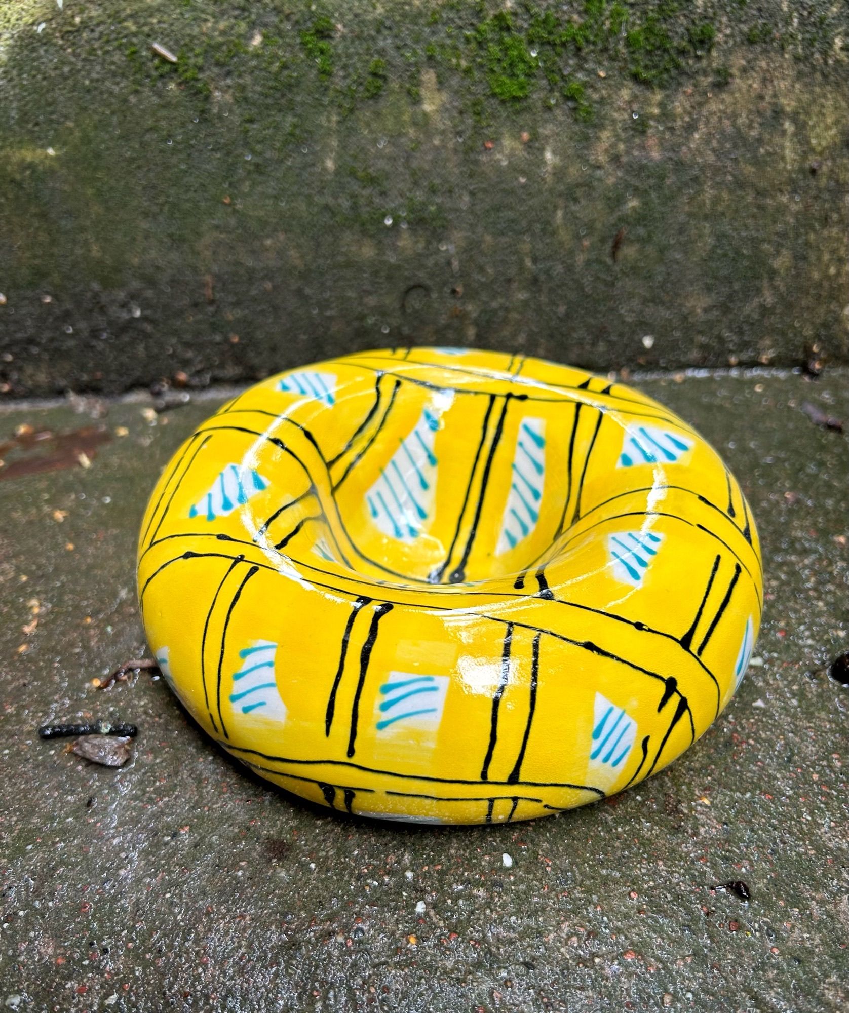 Skål Donut gul/svart