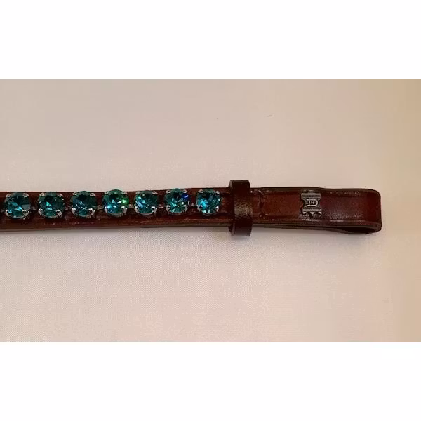 Döbert Pannband färg blue zircon/sten XL  brunt läder