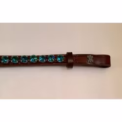 Döbert Pannband färg blue zircon/sten XL  brunt läder