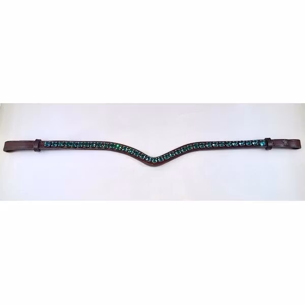 Döbert Pannband färg blue zircon/sten XL  brunt läder
