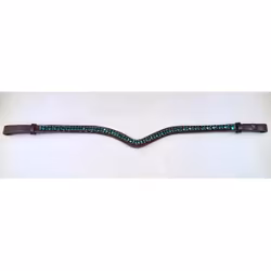 Döbert Pannband färg blue zircon/sten XL  brunt läder