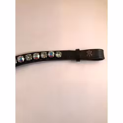 Döbert Pannband silver piping sten crystal aurore boreale & light azore läder/ sten XL läder svart