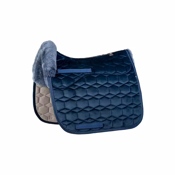 Mattes fårskinnsschabrak kant fram dressyr velvet navy L