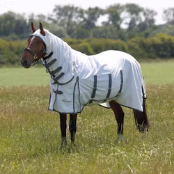 Shires Highlander Plus Eksem- och Flugtäcke, White/Air Force