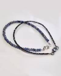 Safirarmband blått och Diamantarmband svart - 18 cm