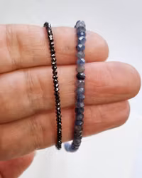 Safirarmband blått och Diamantarmband svart - 18 cm