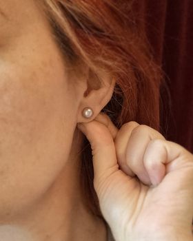 Antikrosa Sötvattenspärlor - örhängen i silver