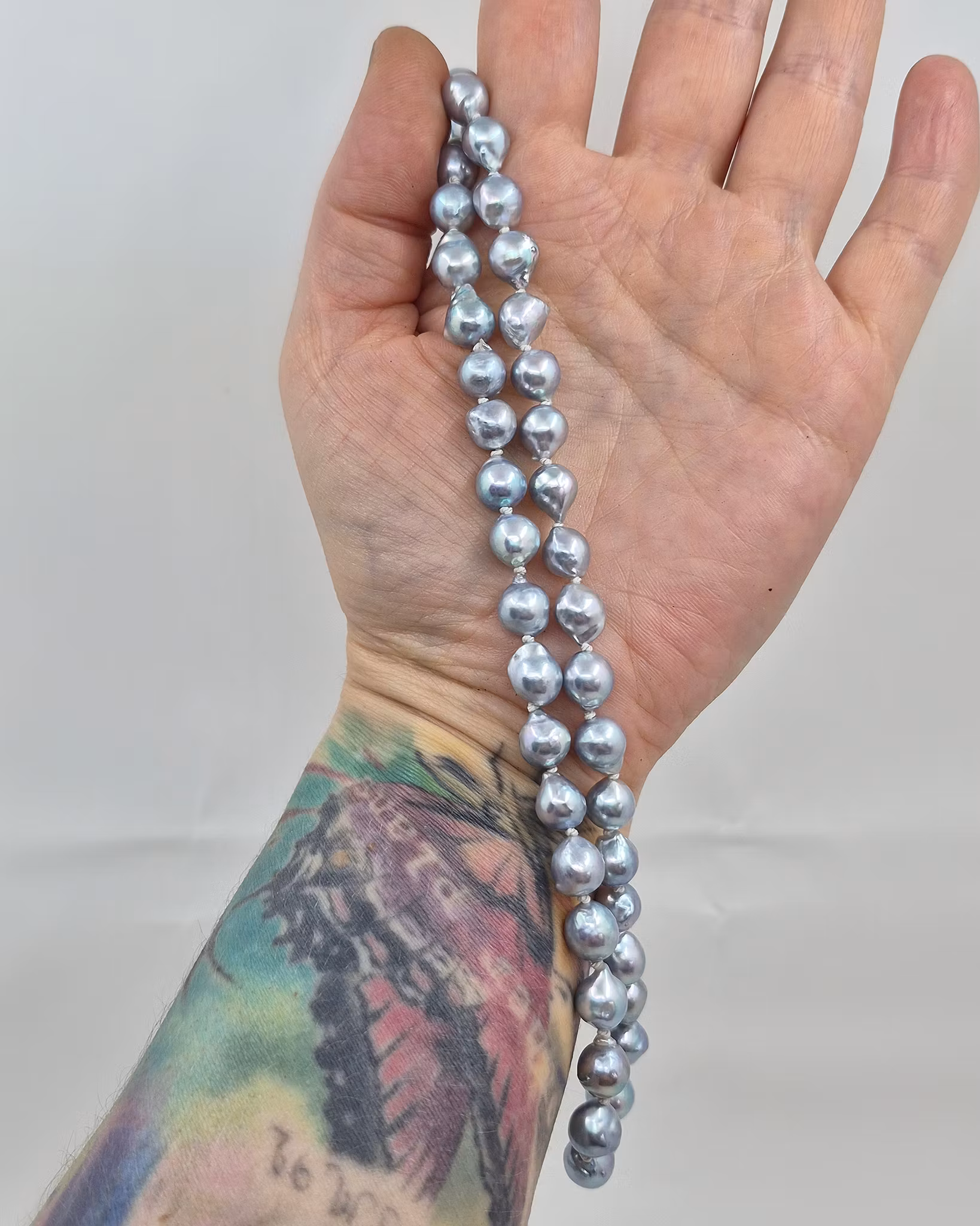 Kopia Ljusblå Japanska Akoyapärlor - pärlcollier 46-47 cm