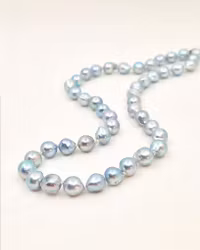 Kopia Ljusblå Japanska Akoyapärlor - pärlcollier 46-47 cm
