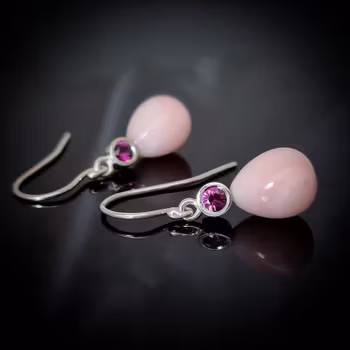 Grape Garnet & Pink Opal - silverörhängen