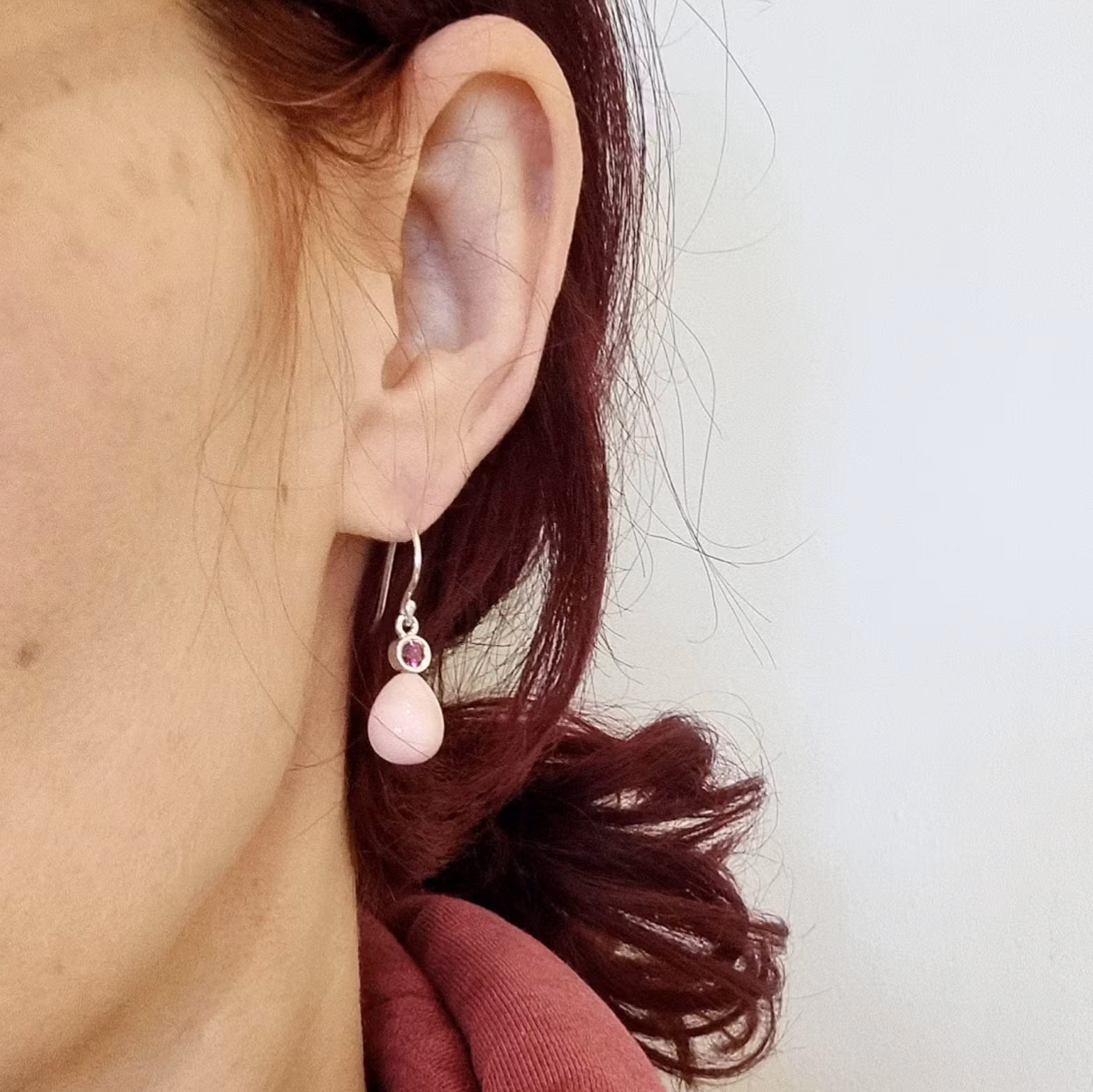 Grape Garnet & Pink Opal - silverörhängen