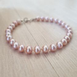 Pärlarmband sötvatten - 19 cm rosa