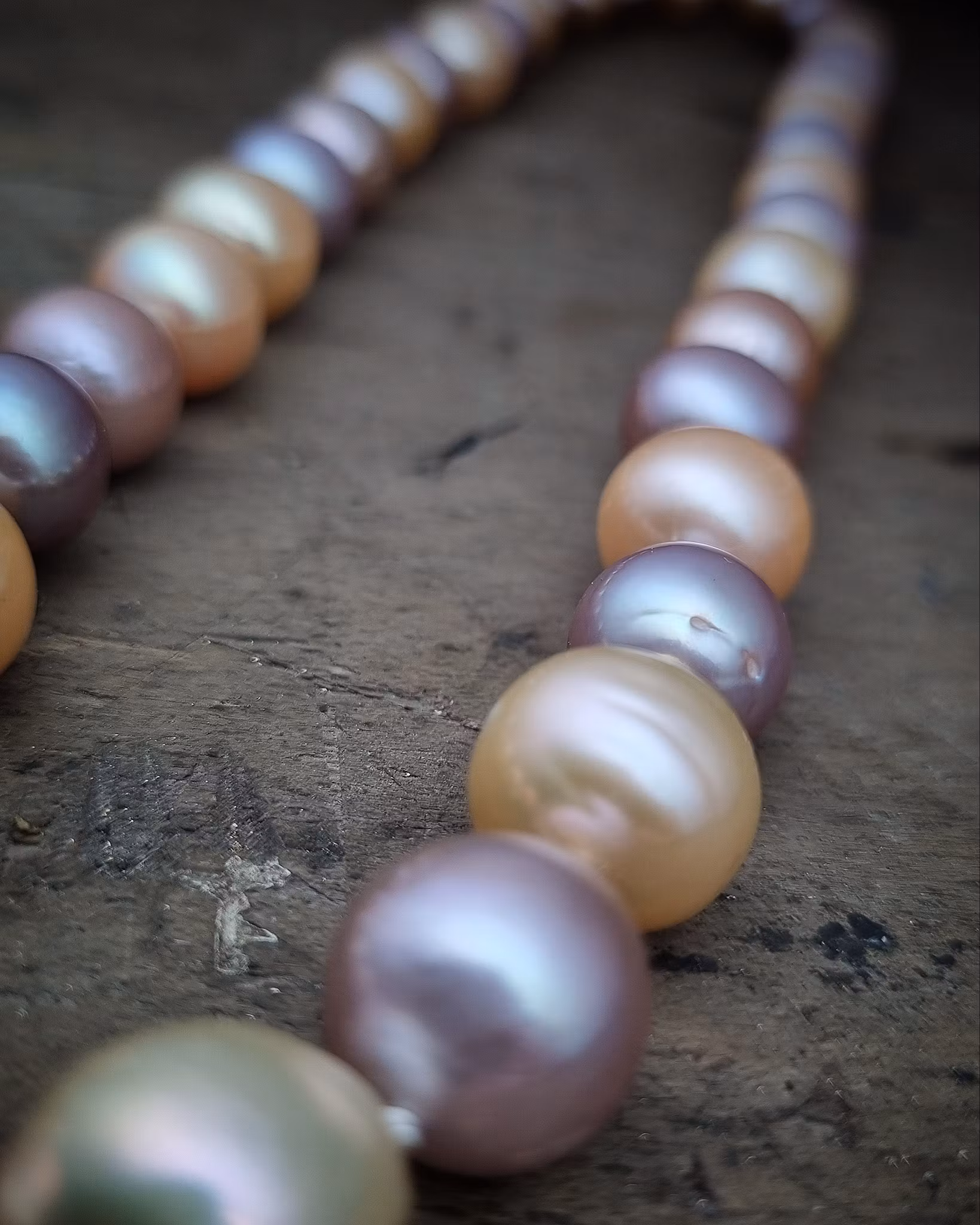 Stora sötvattenspärlor pastell - 47 cm collier