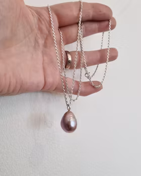 Stora barocka sötvattenspärlor - kombinerat örhängen & halsband