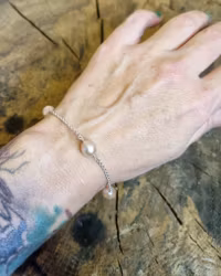 Sötvattenspärlor rosa - Armband i silver 18 cm