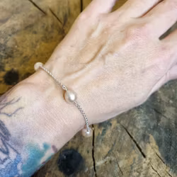 Sötvattenspärlor rosa - Armband i silver 18 cm