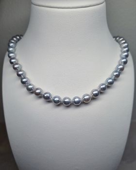 Pärlcollier - Silverblå Akoya 6,5-7 mm