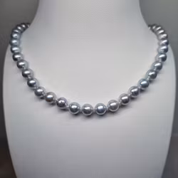 Pärlcollier - Silverblå Akoya 6,5-7 mm