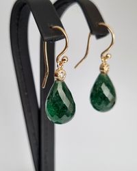 Aventuriner med champagnediamanter - örhängen i 18K
