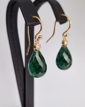 Aventuriner med champagnediamanter - örhängen i 18K