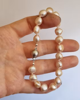 Rosa barocka sötvattenspärlor - armband