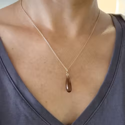 Honungskvarts med briljant - hänge i 18K guld