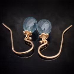 Mossaquamarin med Gullviva - örhängen i 18K