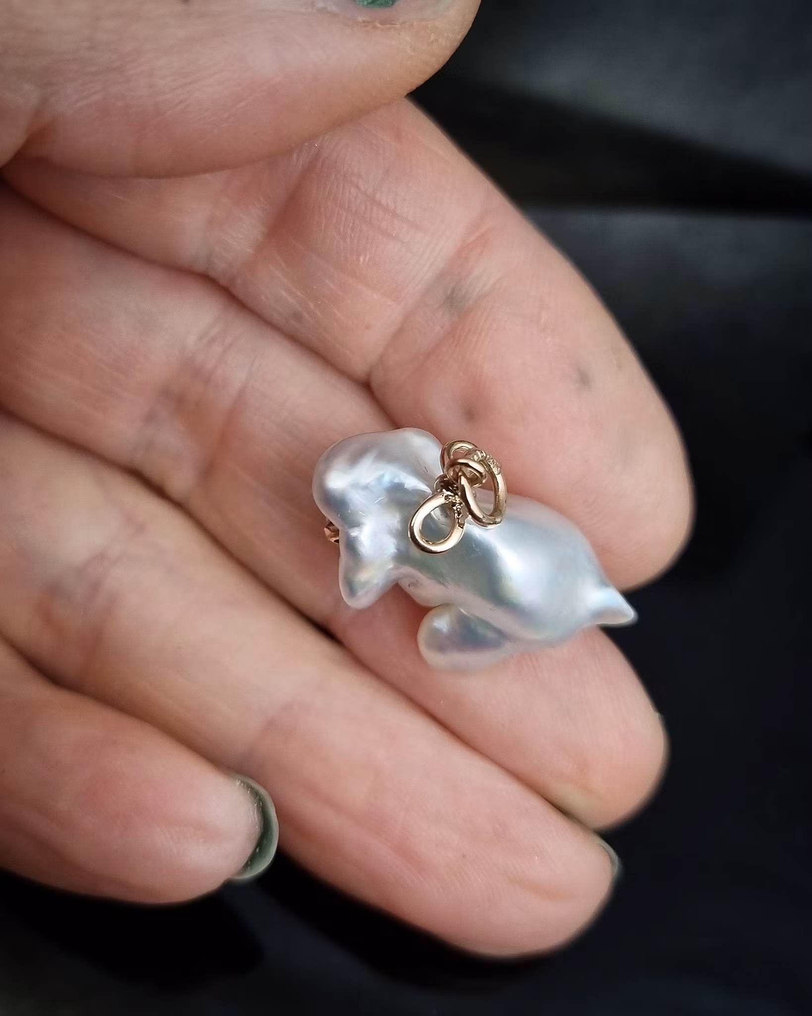 Keshi Bunny - 18K hänge med Söderhavspärla