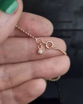 Guldarmband 18K kullänk med briljant - 19 cm