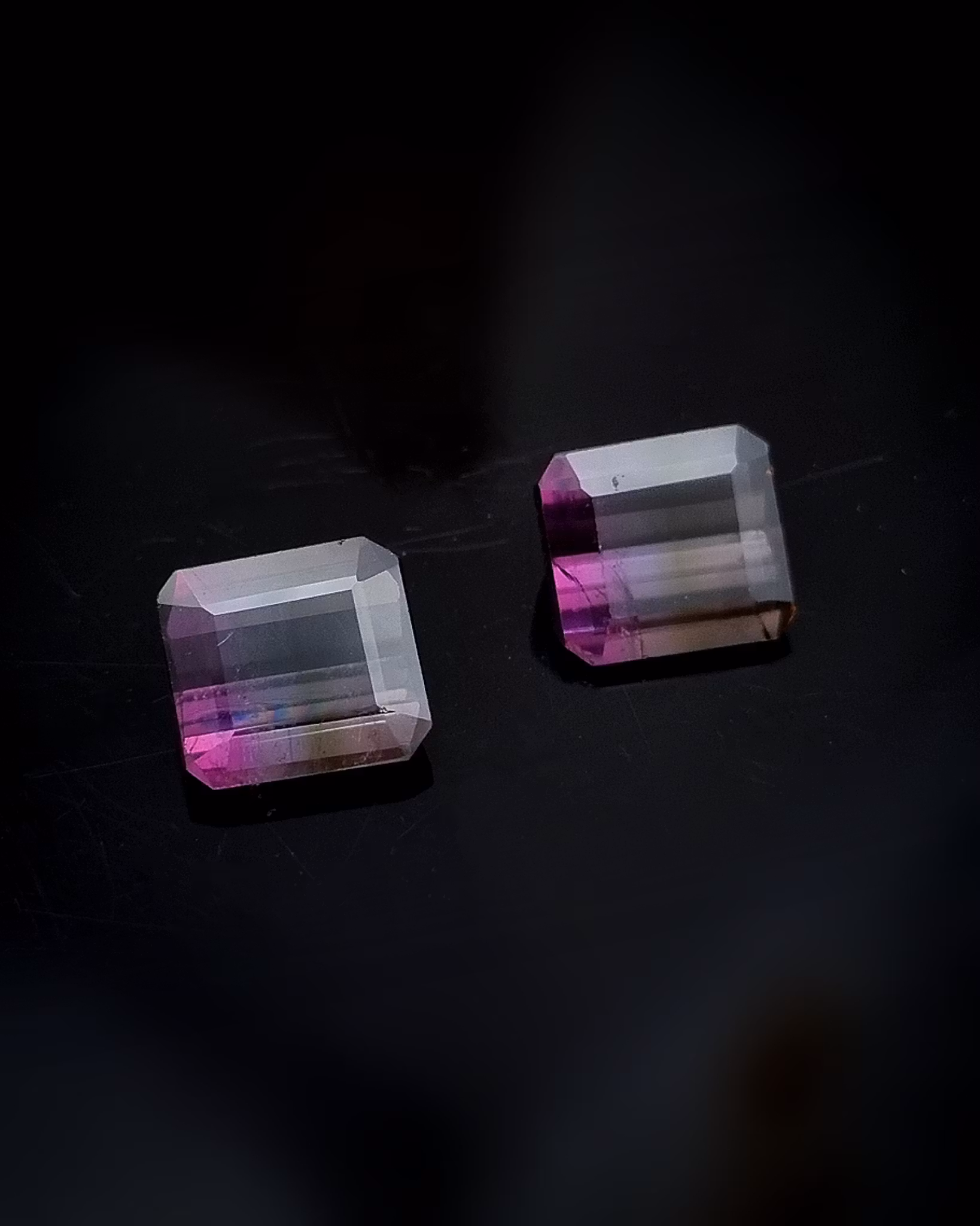 Turmalin (par) 6,25 ct bicolour varmgrå & rosa - 'made by order'